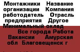 Монтажники › Название организации ­ Компания-работодатель › Отрасль предприятия ­ Другое › Минимальный оклад ­ 150 000 - Все города Работа » Вакансии   . Амурская обл.,Благовещенск г.